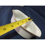 White Oval Gravy Boat with Gold Trim Made in Sri Lanka Hand Wash Recommended