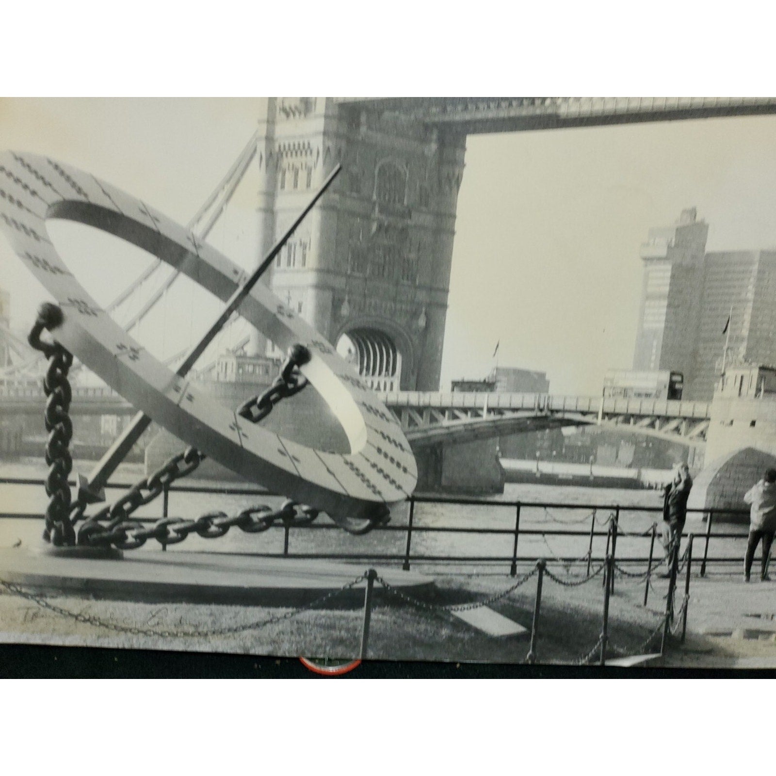 Vintage London Bridge UK Print On Mat Board Collectible 1960s Signed 16X20