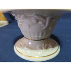 Lenox Porcelain Candle Holder 3.25" Ivory Embossed Gold Trim Decorative