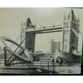 Vintage London Bridge UK Print On Mat Board Collectible 1960s Signed 16X20