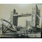 Vintage London Bridge UK Print On Mat Board Collectible 1960s Signed 16X20