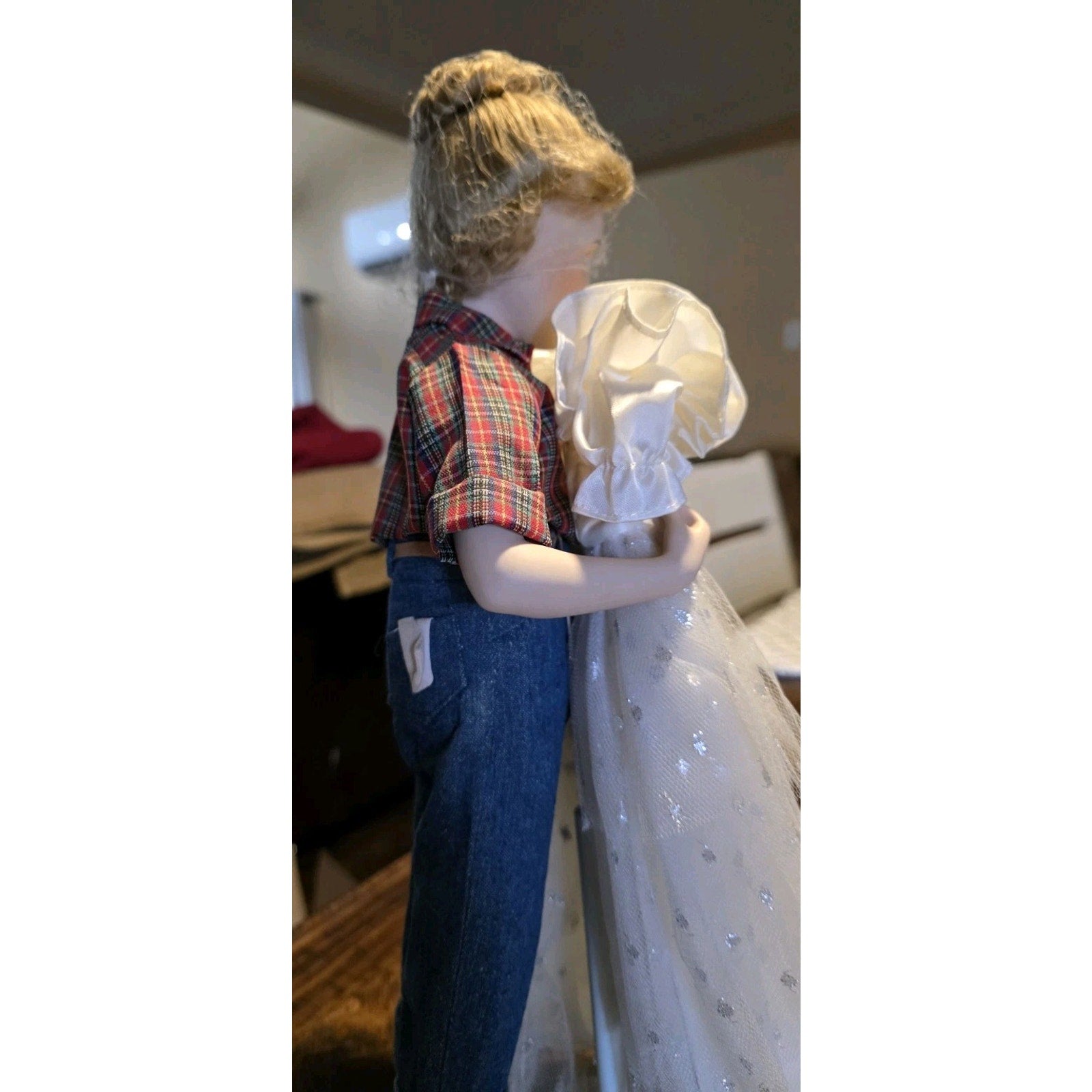 Norman Rockwell The Prom Doll 1988 Curtis Porcelain 17” w/ Dress Stand Mirror