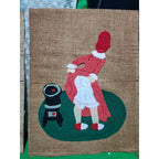 Original Art: Vintage Collage on burlap w/ felt Christmas art his & hers 11"X14