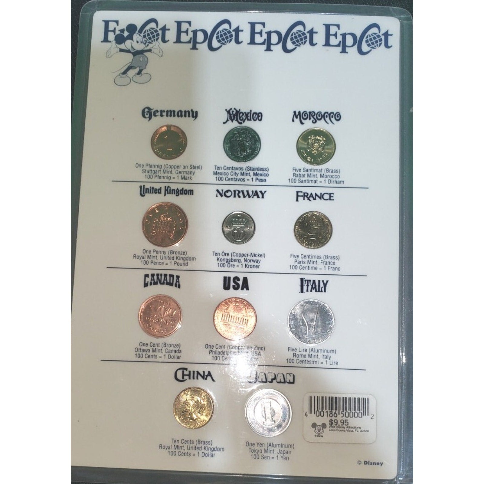 Disney World International Coin Set Vintage Epcot 2000
