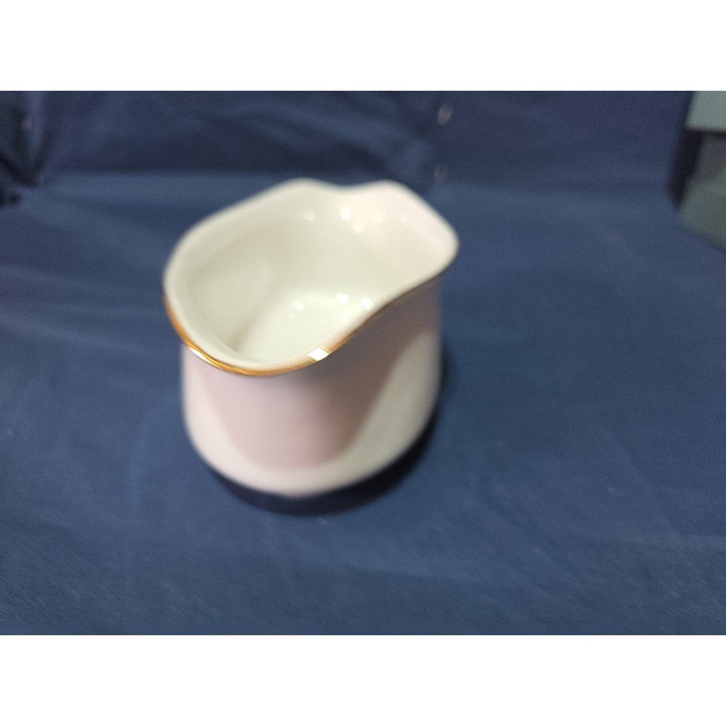 White Oval Gravy Boat with Gold Trim Made in Sri Lanka Hand Wash Recommended