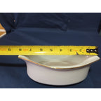 White Oval Gravy Boat with Gold Trim Made in Sri Lanka Hand Wash Recommended