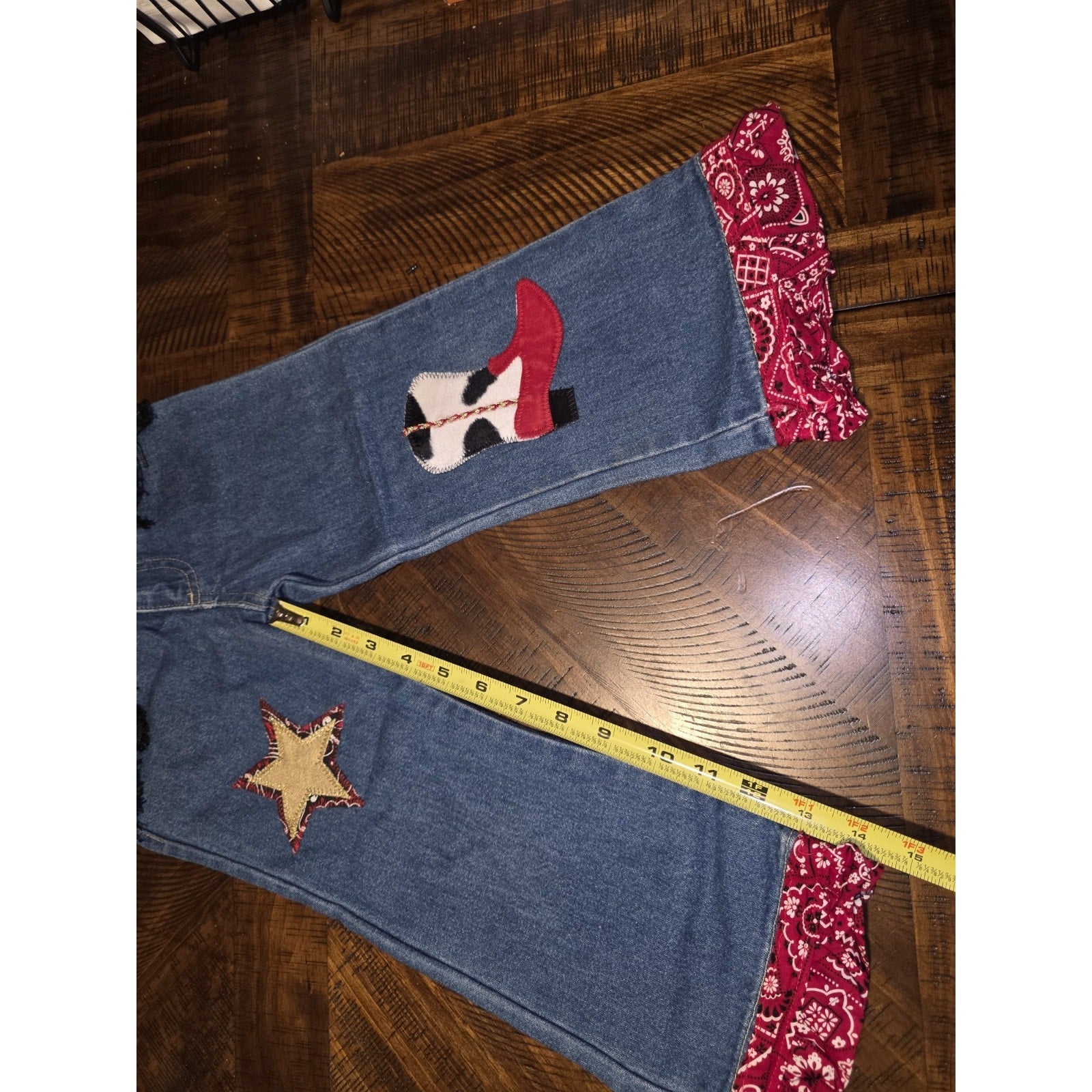 Western /Farm Styje Premium Patch Girls Western Jeans - Size 2T - Hand Stetched
