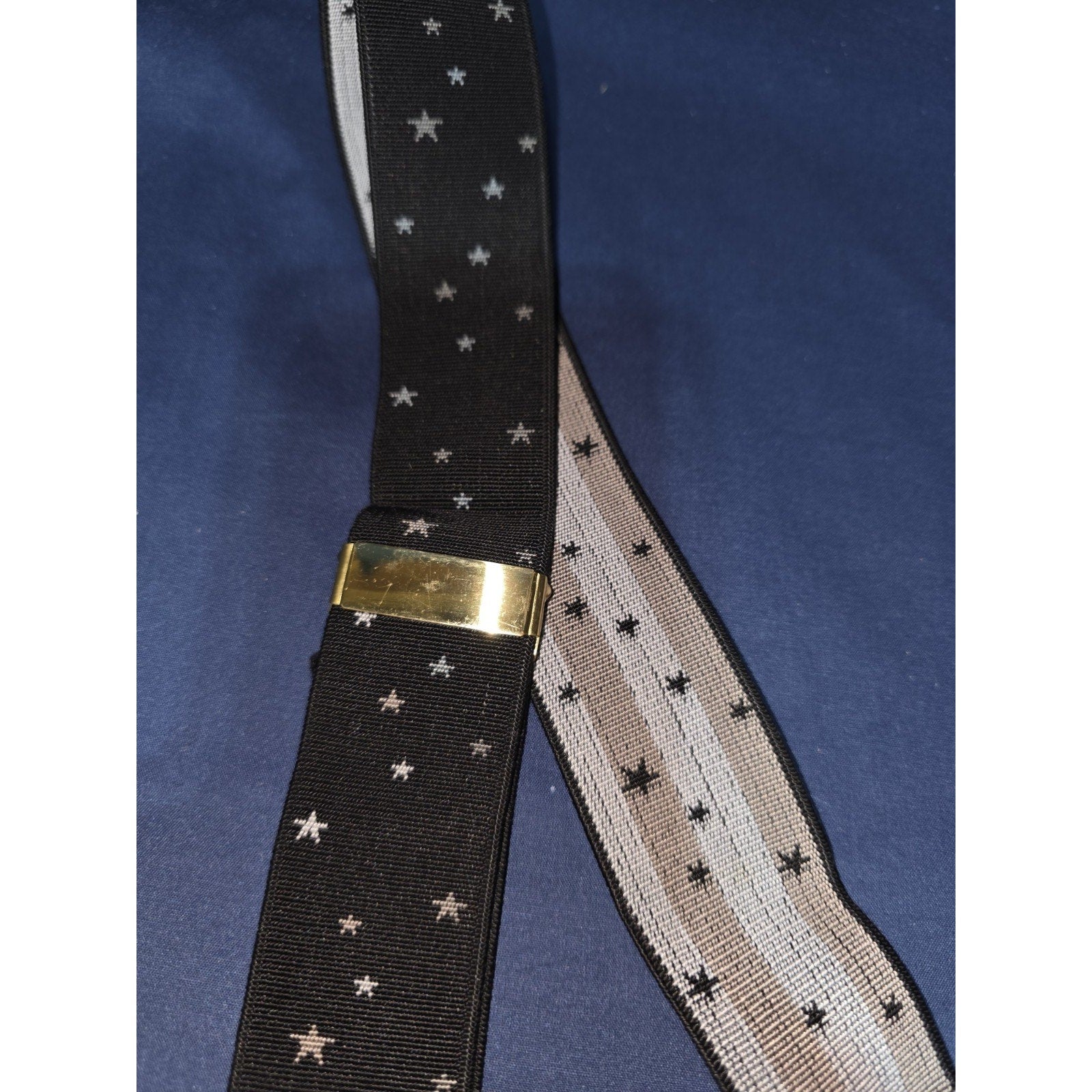 Perry Ellis Portfolio Black & Stars USA Leather Adjustable Button