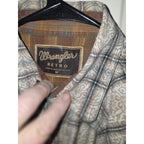 Wrangler Retro Mens Snap Button Up Western Shirt Size Medium Plaid Rodeo Cowboy