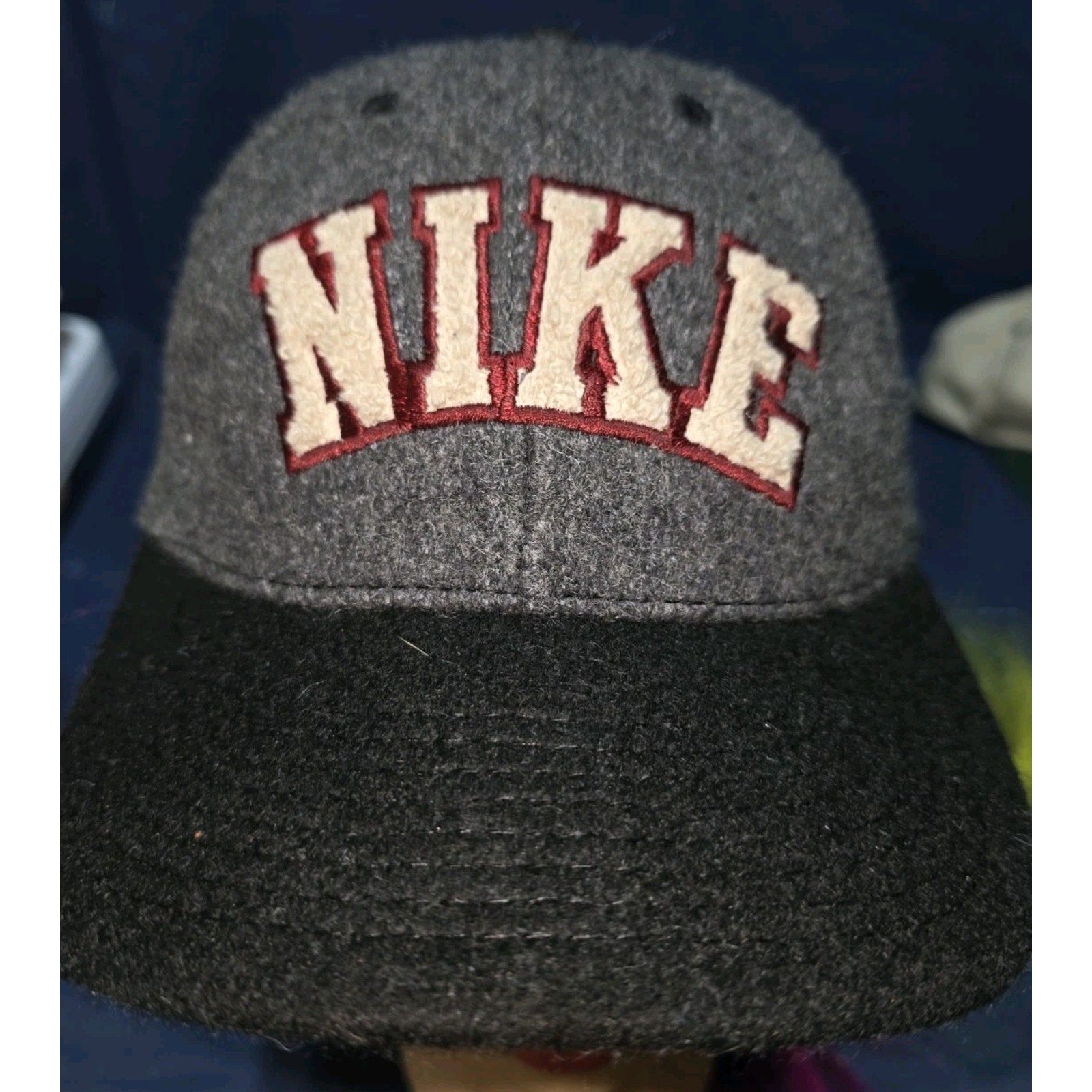 Vintage 90s Nike Wool Blend "Big Logo" Snapback Hat - MADE IN USA Raised