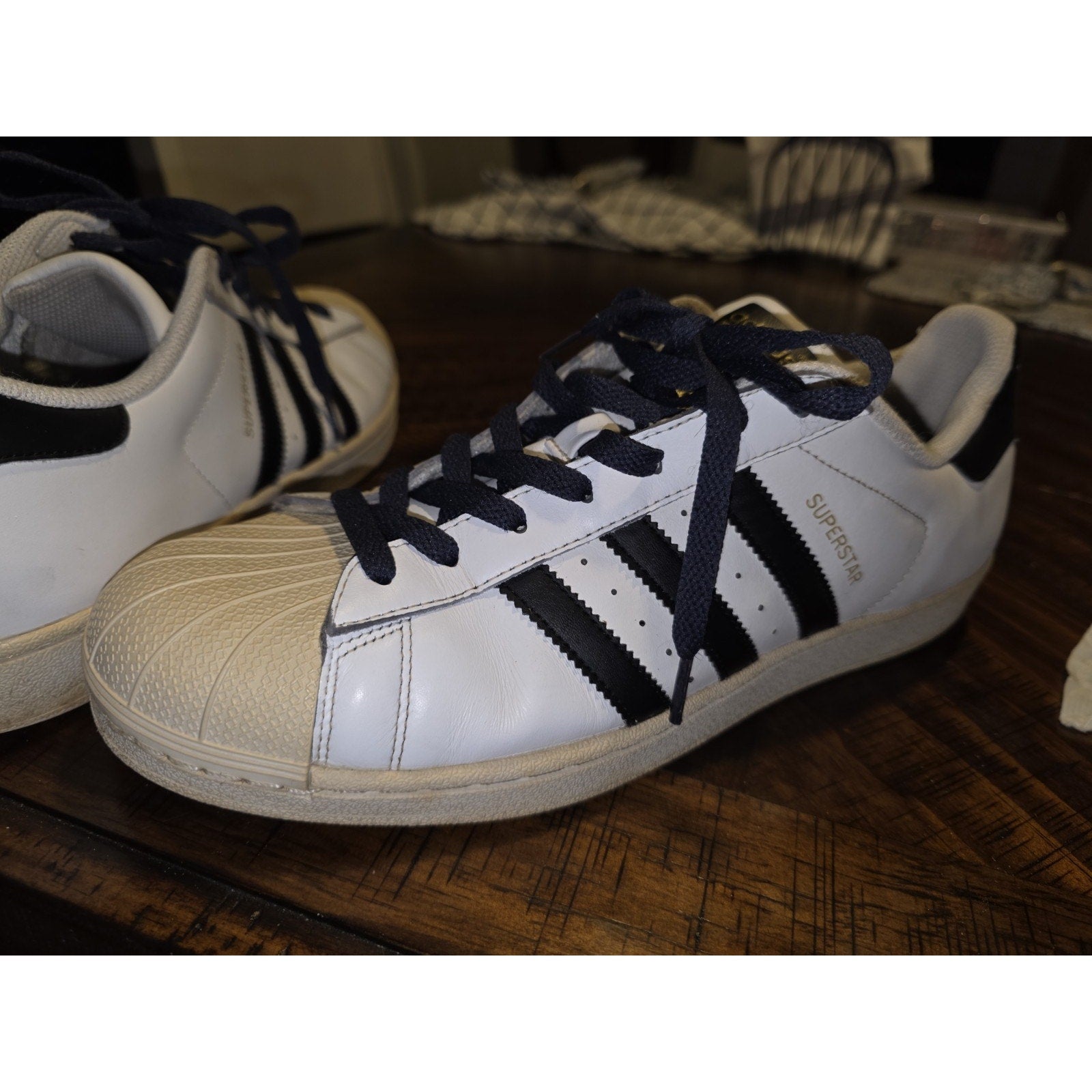 Adidas Mens White Leather Clamshell Shoes Sz 11 PWI 001001 White & Off White