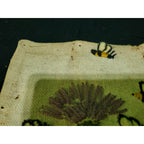 Antique Rug Hooking Tapestry Art Handmade Bees, Bugs Flowers 12.5X14.5