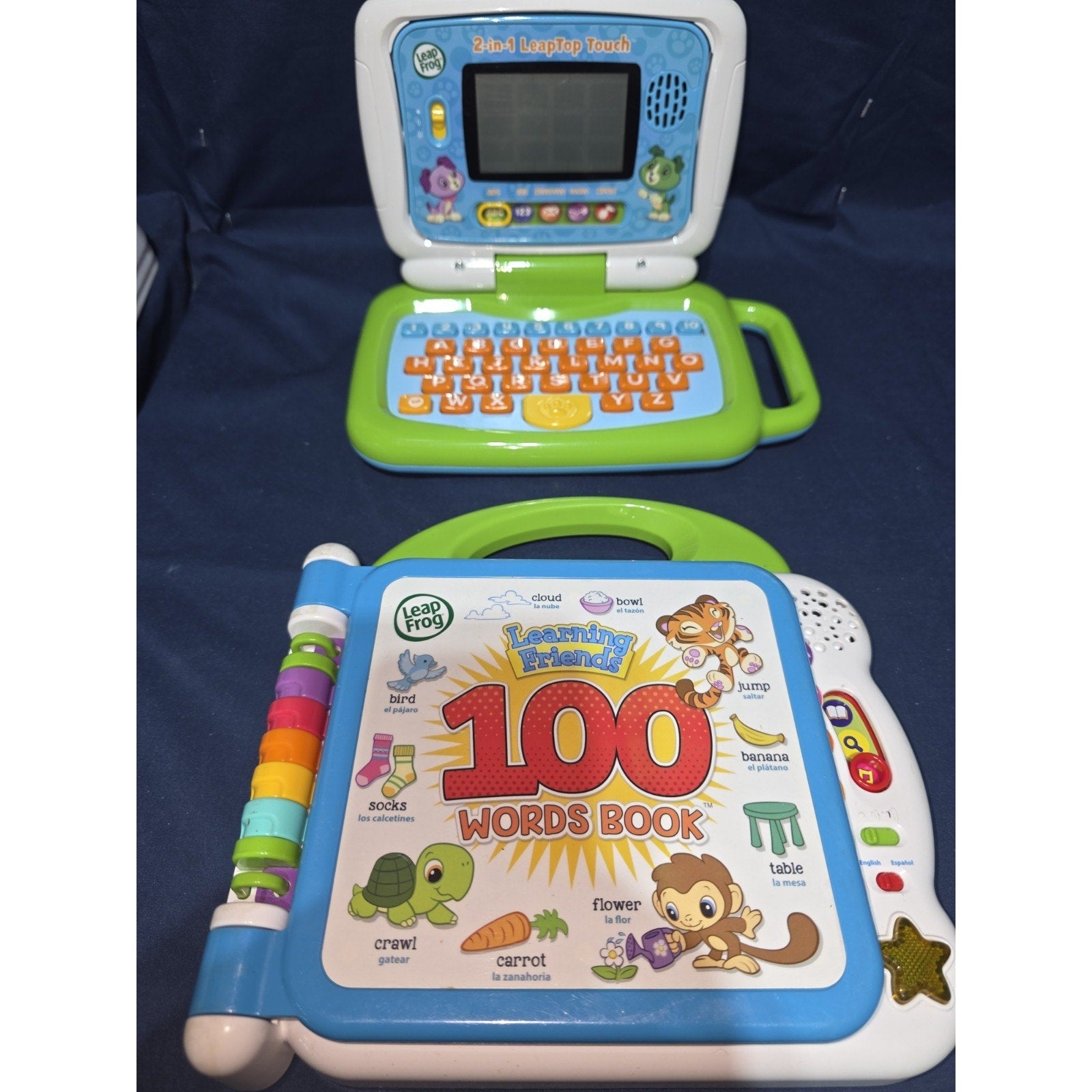 Lpt of 2 LeapFrog 2-in-1 LeapTop Touch Laptop Learning 100 Words Toy ABCs 123s