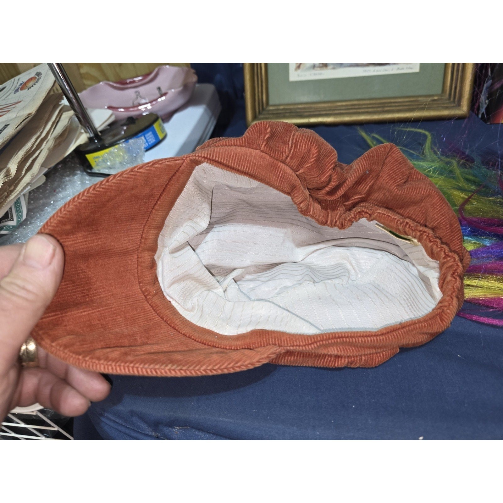 Vintage McKirchy Caps Houston Corduroy Baker Boy Hat Rust Orange Newsboy Cap