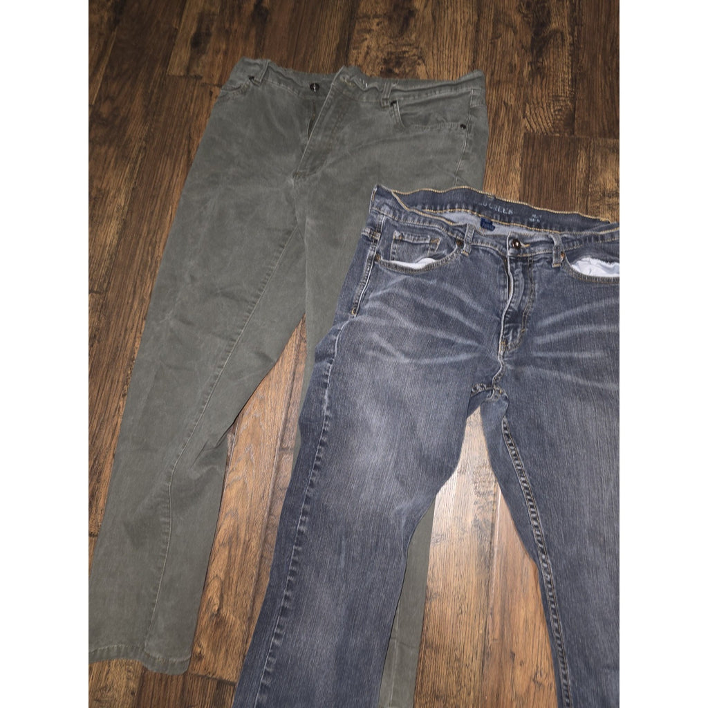 Lot of 2 Falls Creek Pants Mens Size 34x30 Stretch Chino Pants Straight Khaki