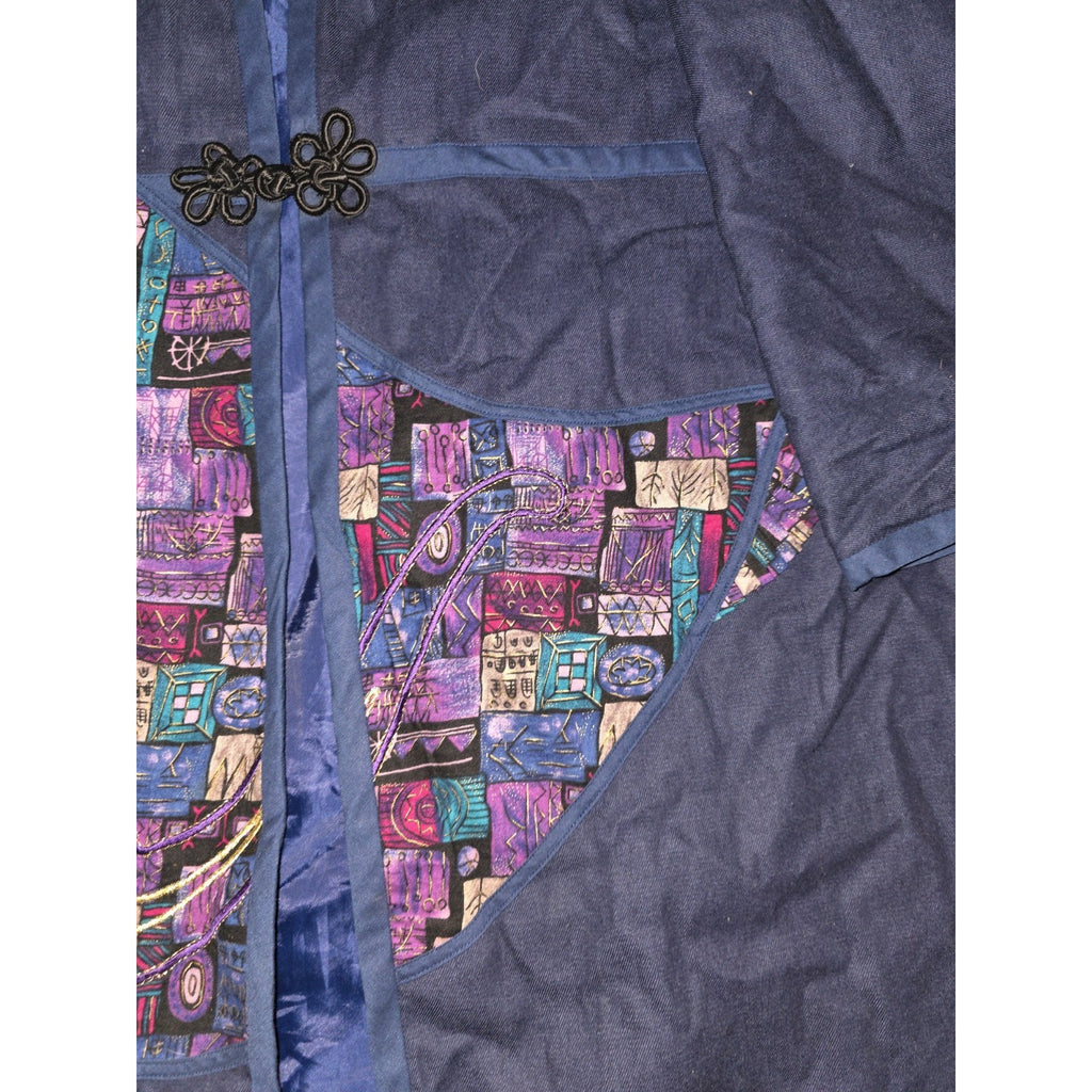 Vintage Bohemian Abstract Mid-Century Patchwork Kimono Style Jacket Coat XL