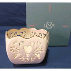 Lenox Eternal Heart Collection Hearts & Flowers Five Sided Bowl Gold Trim 6"