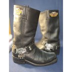 Vintage 90s Harley Davidson 9.5D Riding Ring Boots Embroidered Eagle Harness