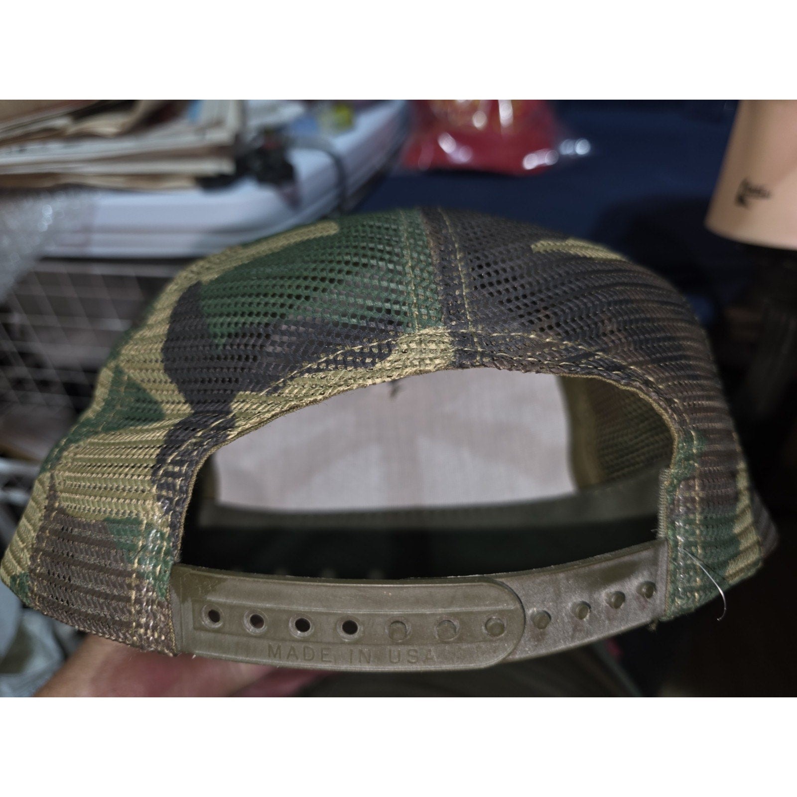 Vintage TTHA Texas Trophy Hunters Hat MADE IN USA Camo Trucker Snapback Hunting