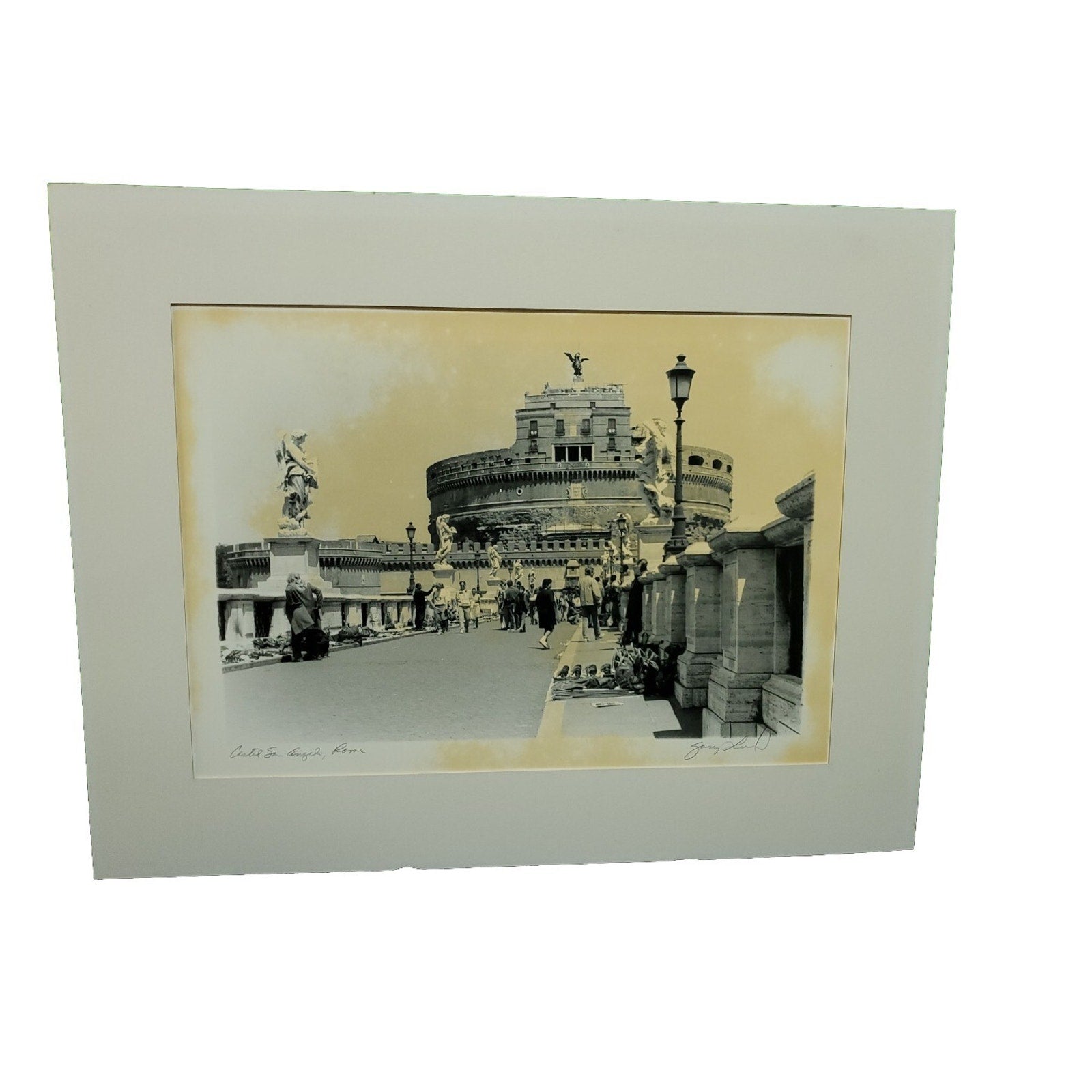 Castel Sant'Angelo Castle of St Angelo Rome Original 9X13 Signed Matted 1960s