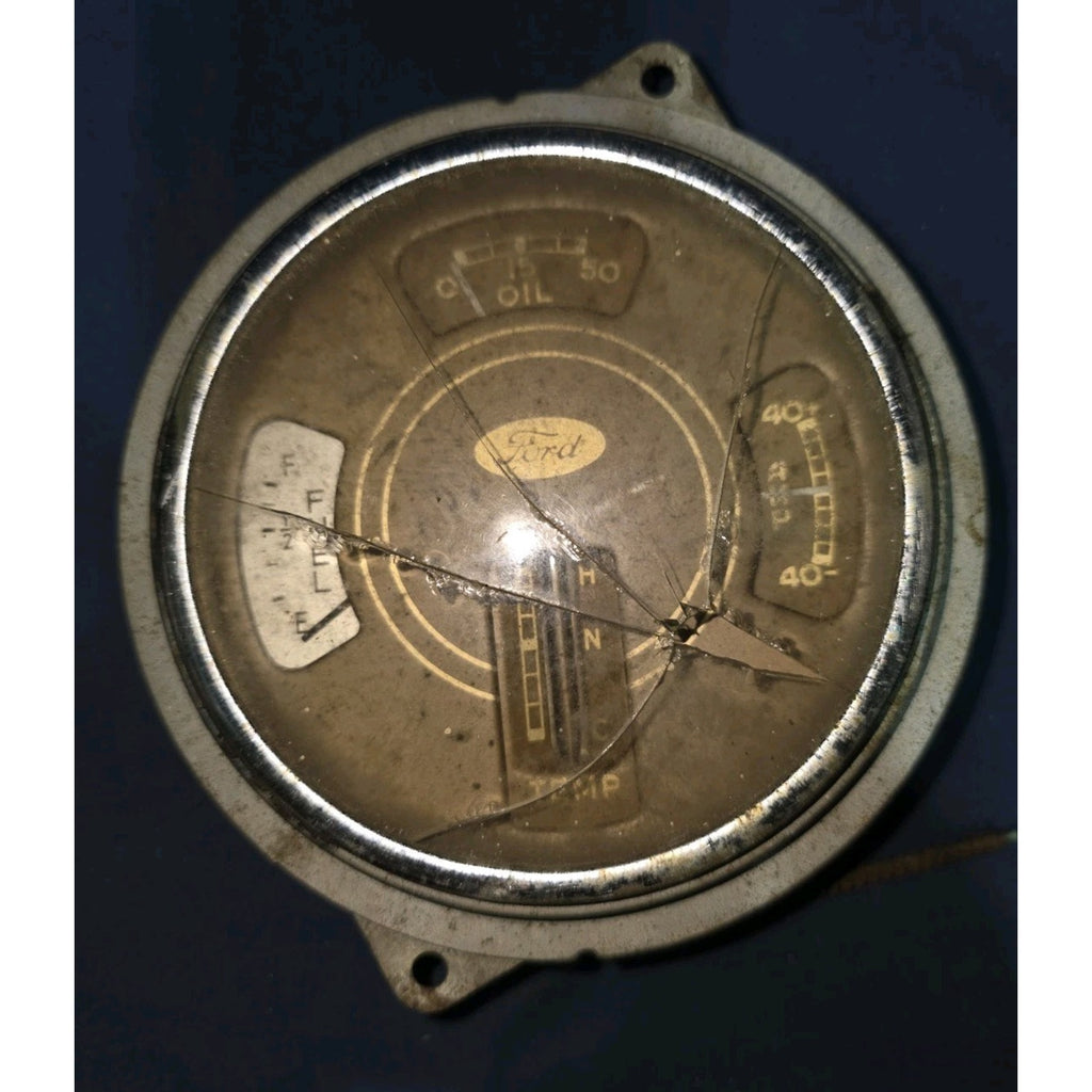 VTG 1936 to 1939 Ford Fuel Oil Battery Temp Gauge Rat Hot Rod Untested