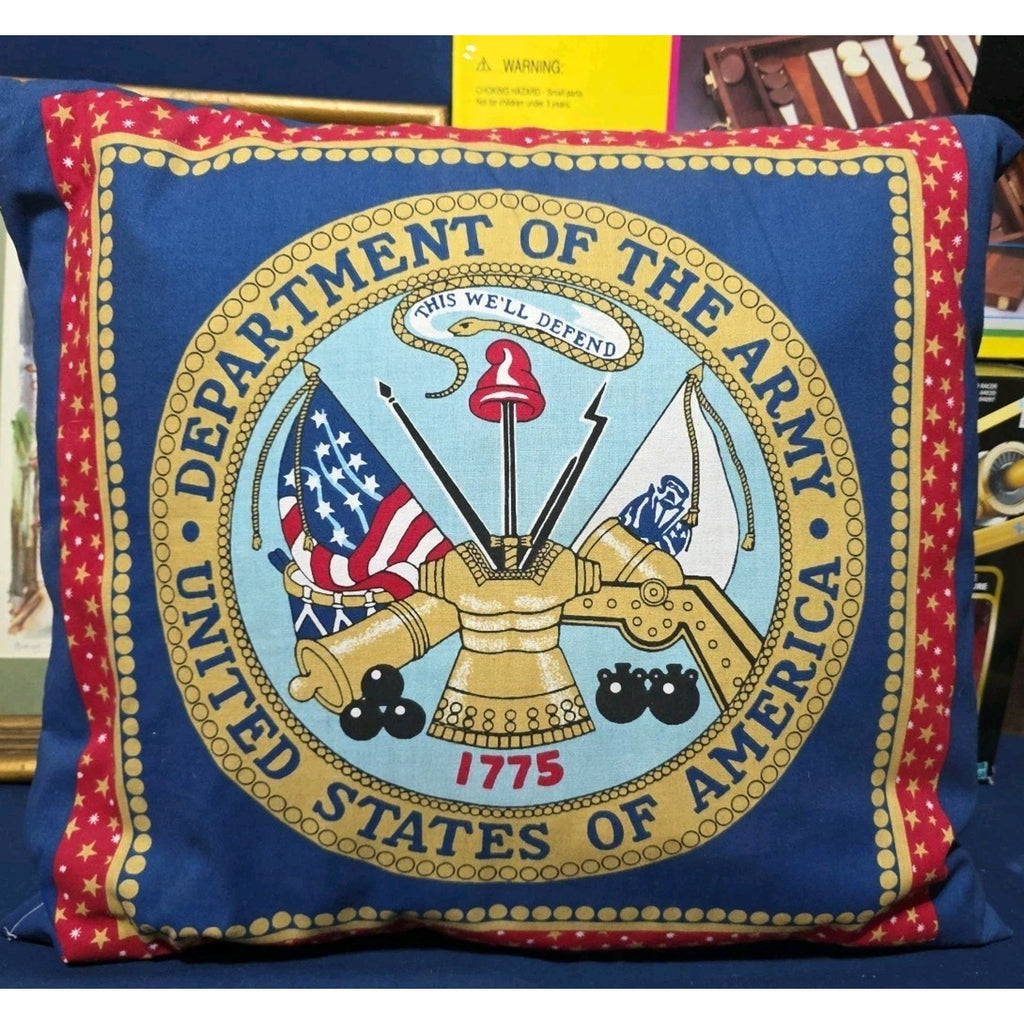 Vtg Handmade Pillow US Army Patriotic Americana Decor 18"X15" Office Man Cave