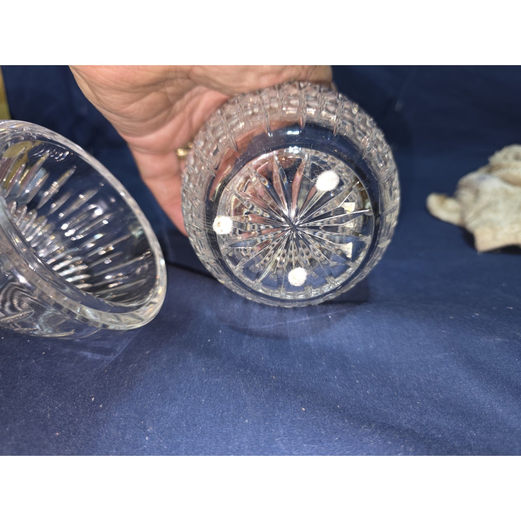 Bombay Crystal Egg Clear Cut Elegant 2 Pc. Trinket Dish Made In Poland Free Ship