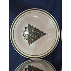 Vintage Christmas Tree Stoneware 7" Dessert/Salad Bowl Set Of 4