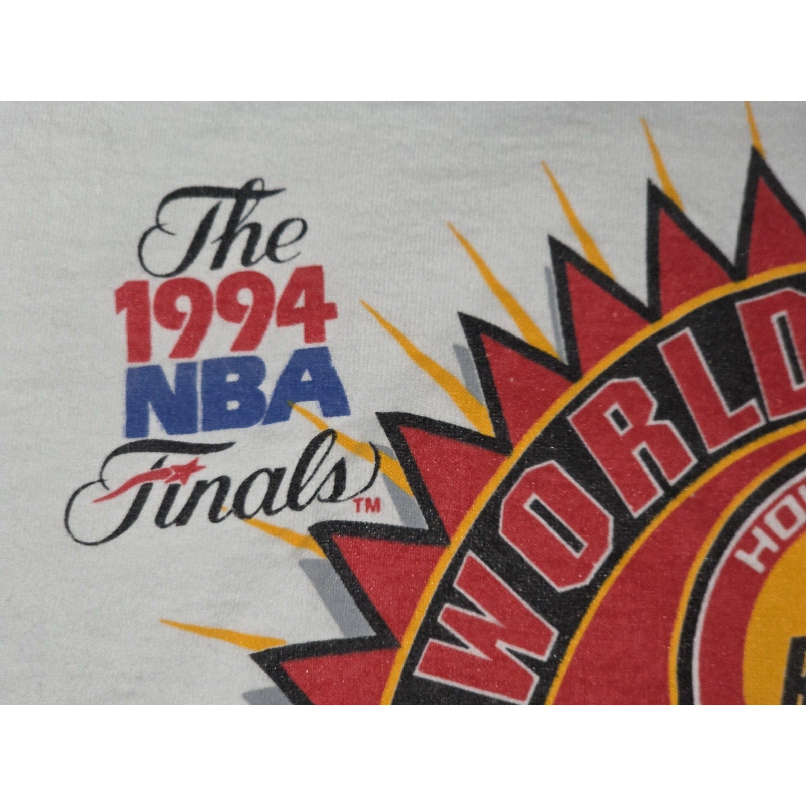 RARE Vtg Houston Rockets 1995 Back to Back NBA Champions Shirt SINGLE STITCH Lg