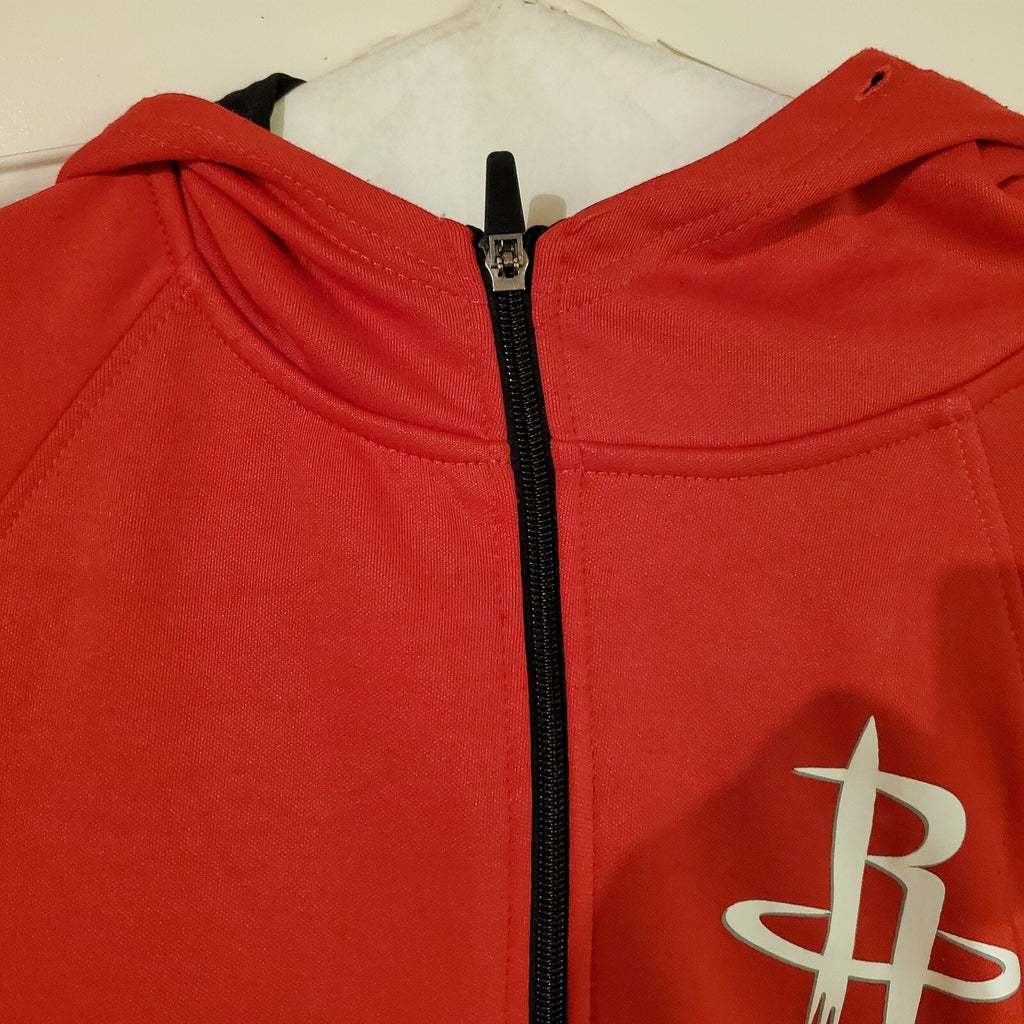 Houston Rockets Basketball Men's NBA Zip Up Hoodie Sweatshirt Warm Up small Red, pull string missing at hoodie