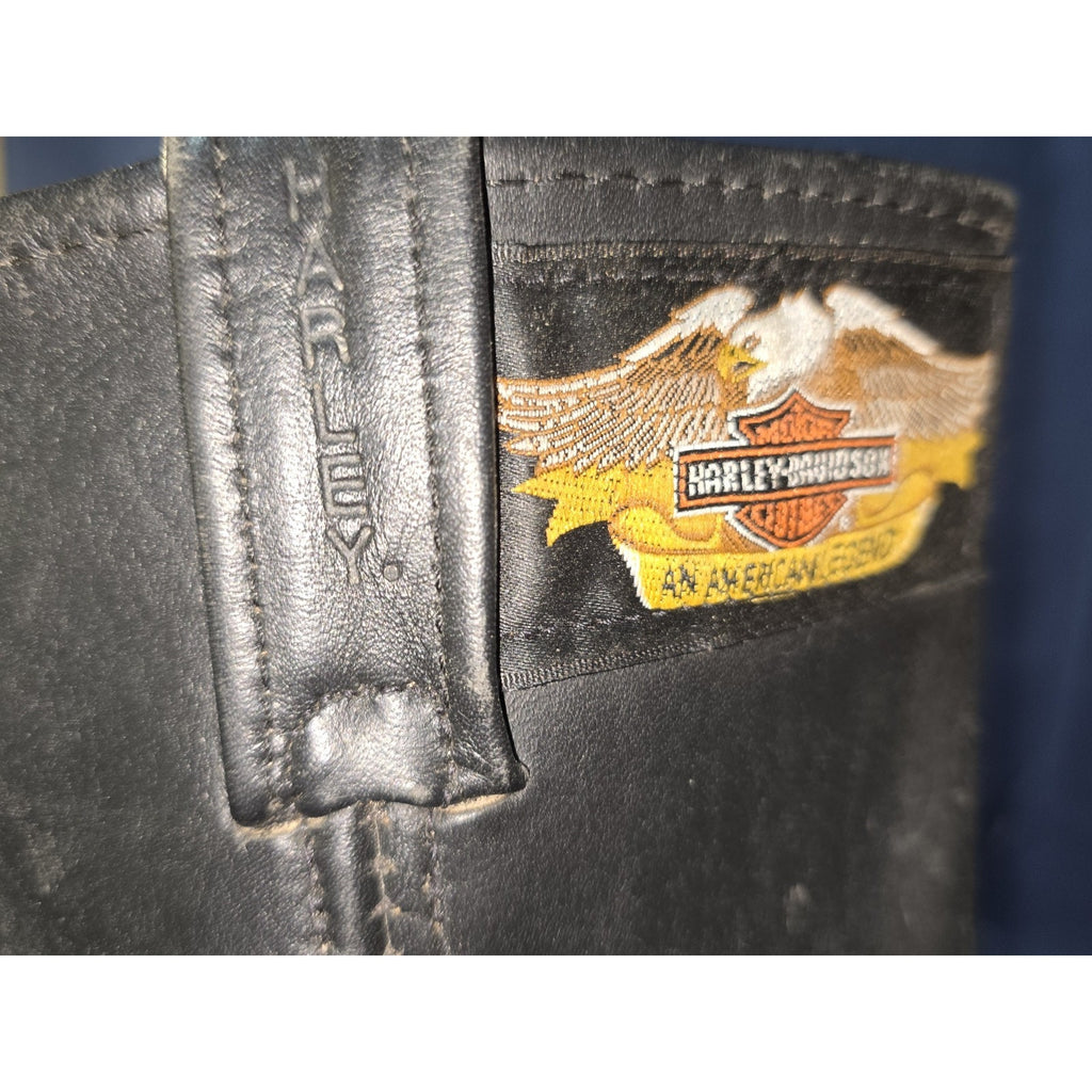 Vintage 90s Harley Davidson 9.5D Riding Ring Boots Embroidered Eagle Harness