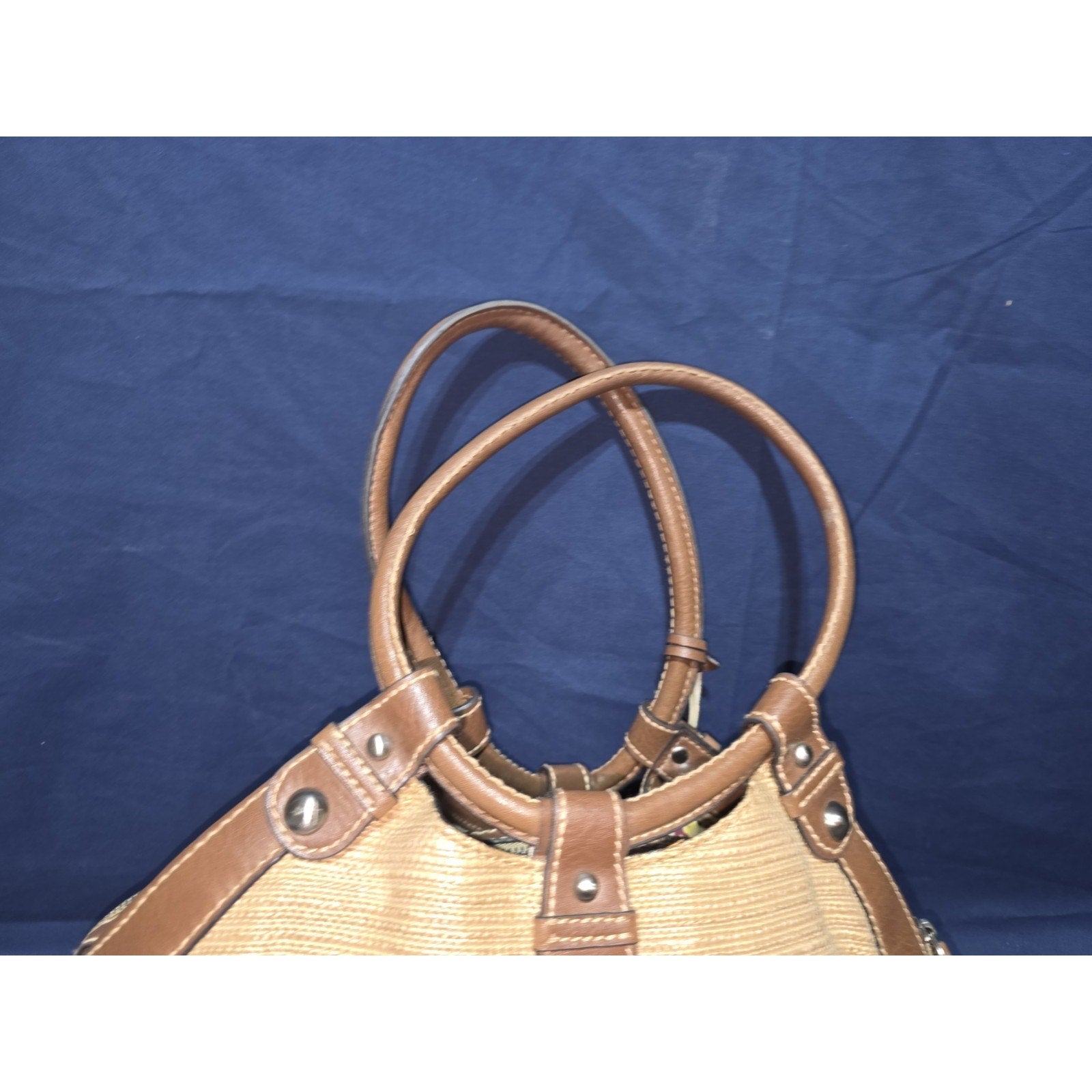 Fossil "Genuine Classic 1954" Straw & Leather Satchel – Boho Chic Shoulder bag