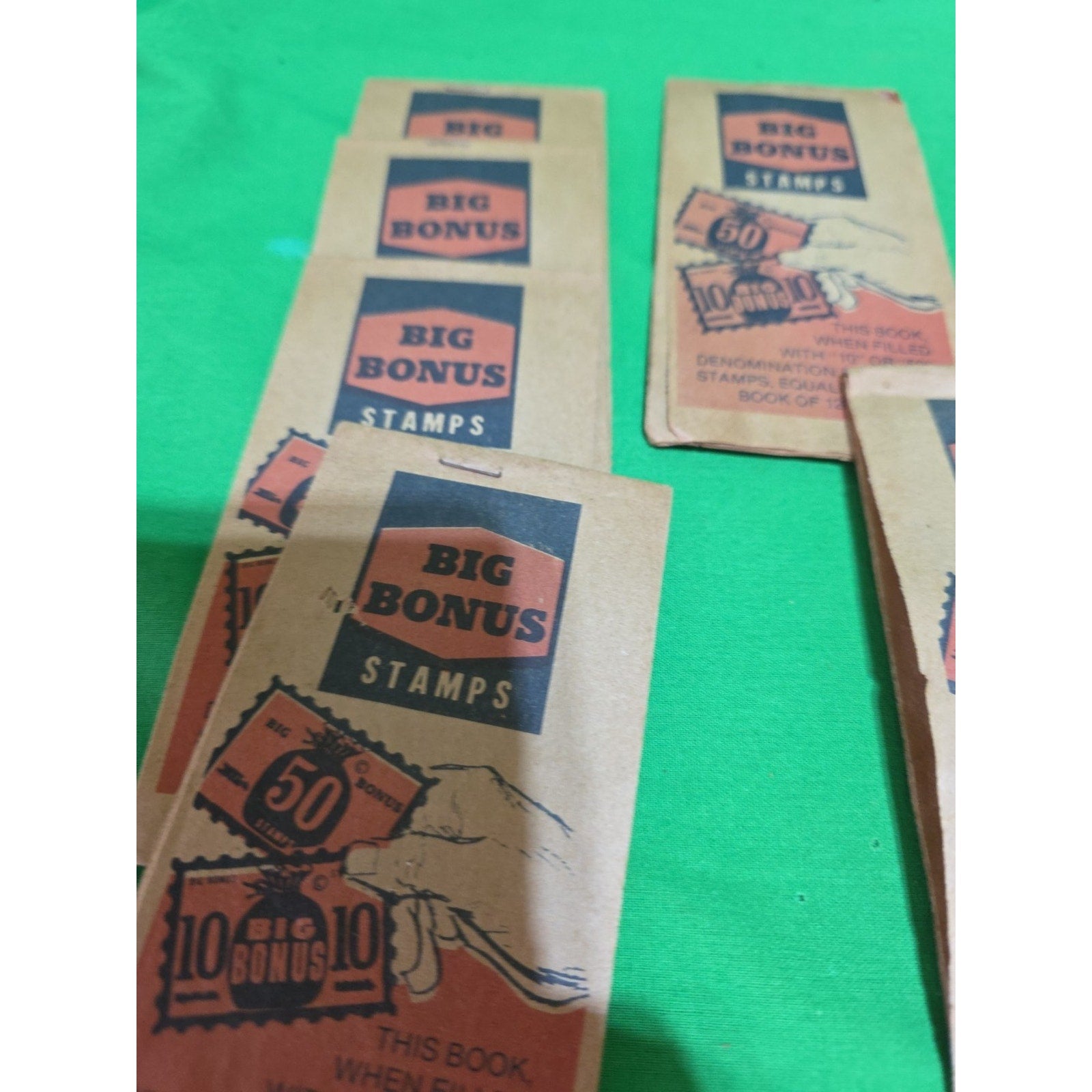 VTG Lot Big Bonus Savings Stamp Books With Stamps VTG 1960"s Houston TX