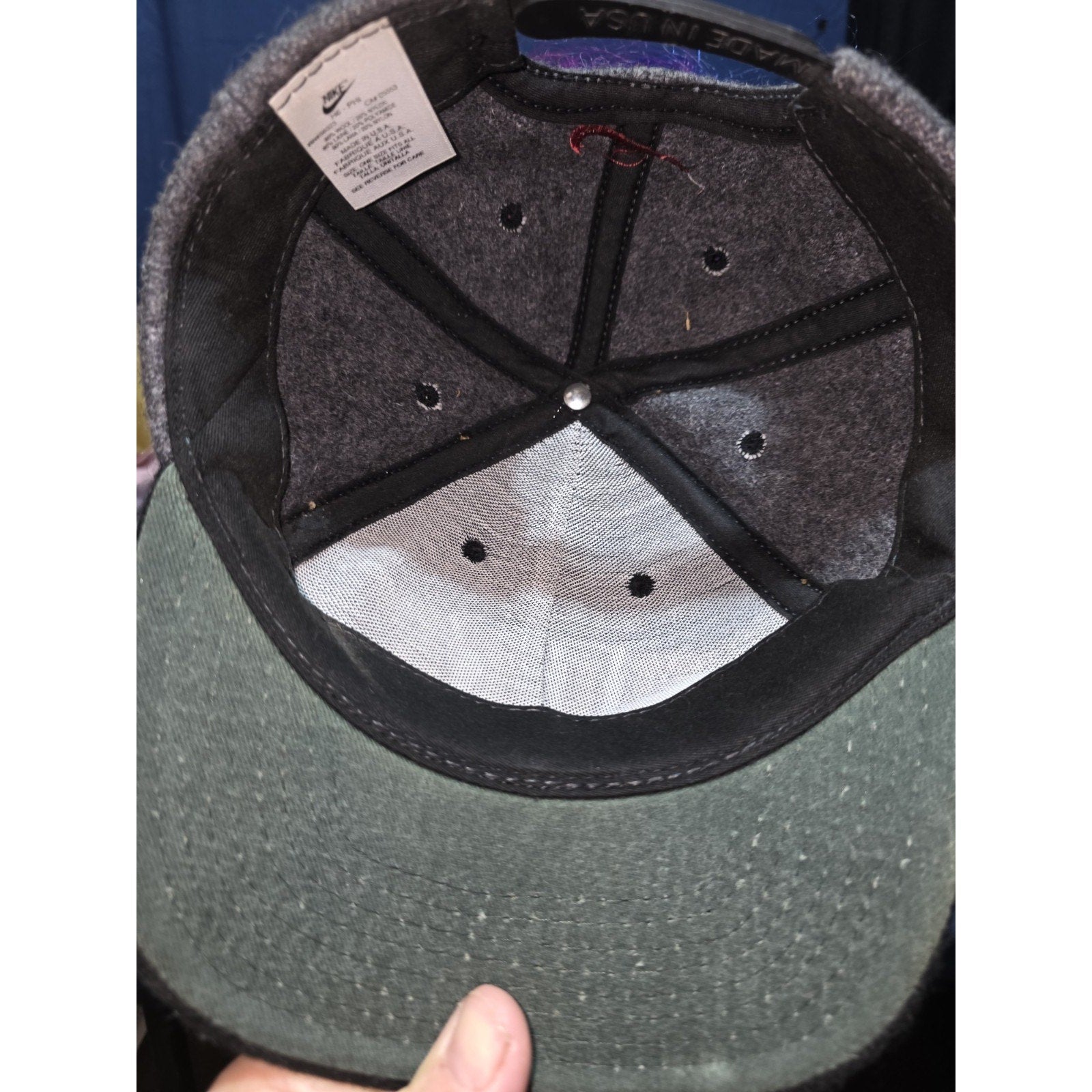 Vintage 90s Nike Wool Blend "Big Logo" Snapback Hat - MADE IN USA Raised
