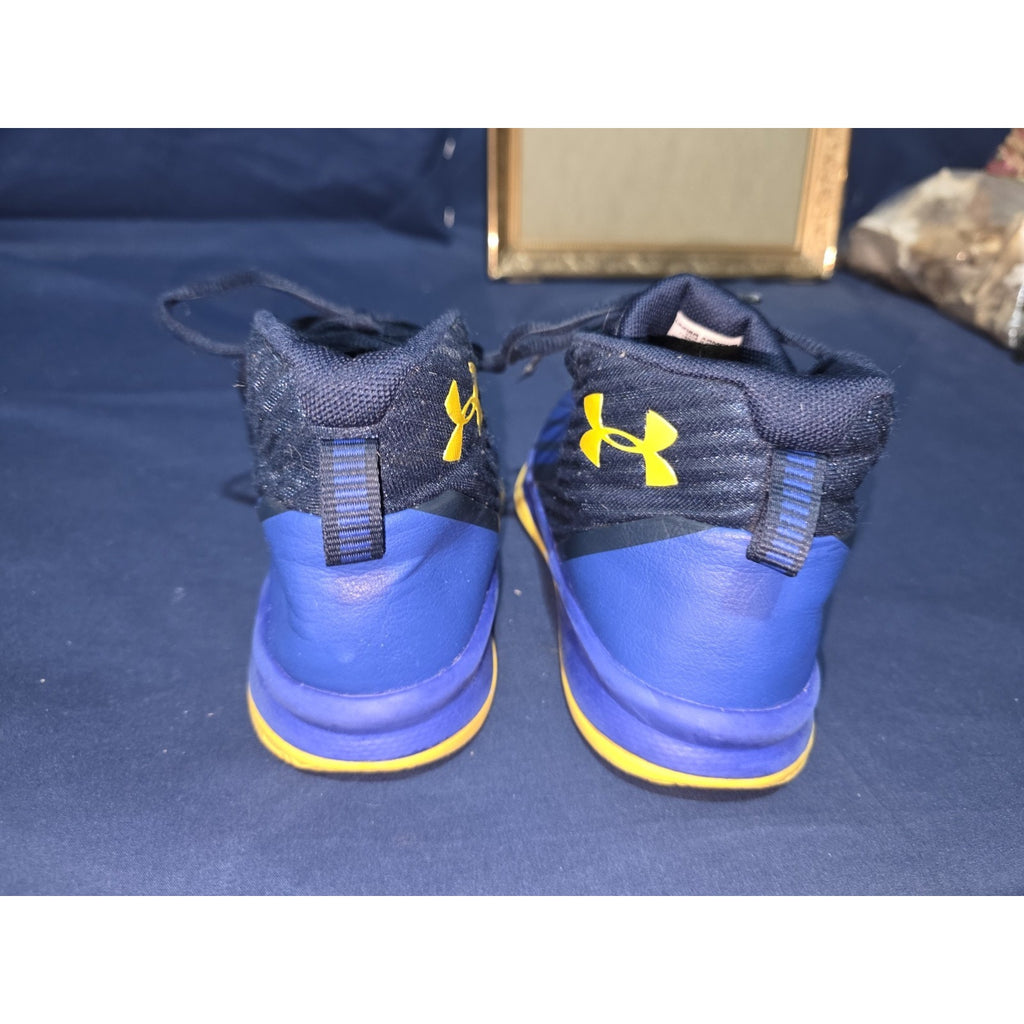 Under Armour Kids Blue Yellow Basketball Shoes Sneakers Size 3Y