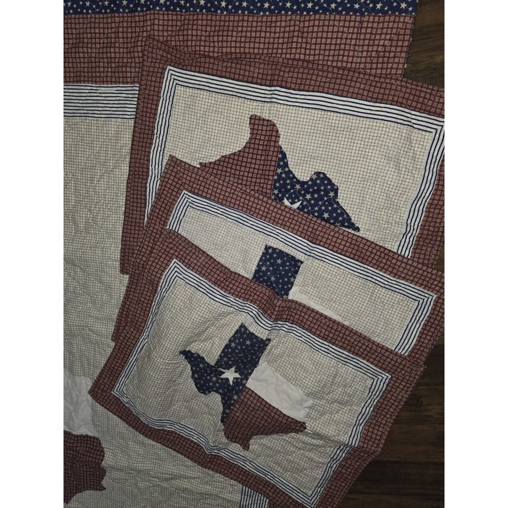 Vintage Texas Lone Star Quilt & Pillow Shams Set | Handmade Patchwork 96x80