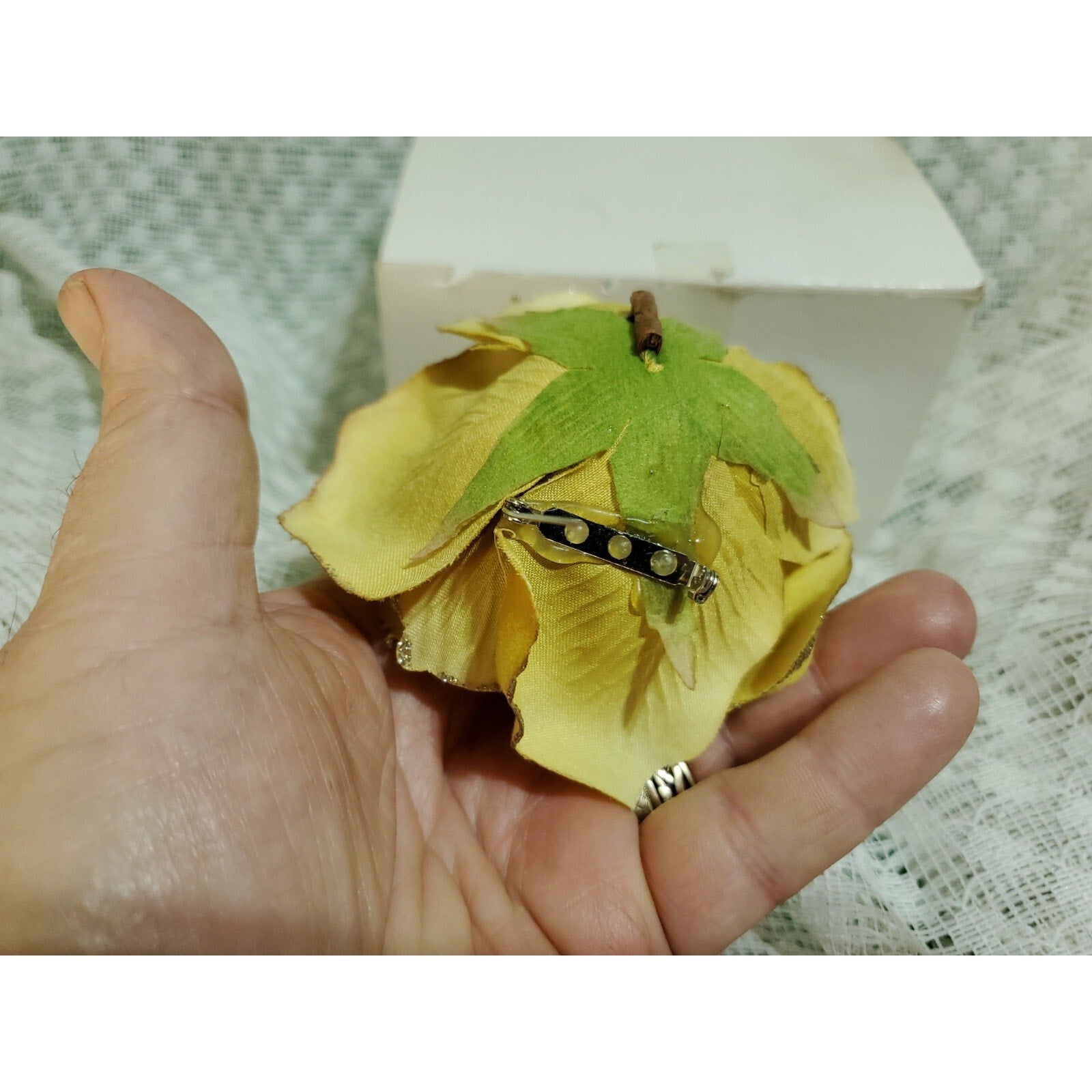 Vintage Corsage Wedding Prom Gold yellow Rose Corsage