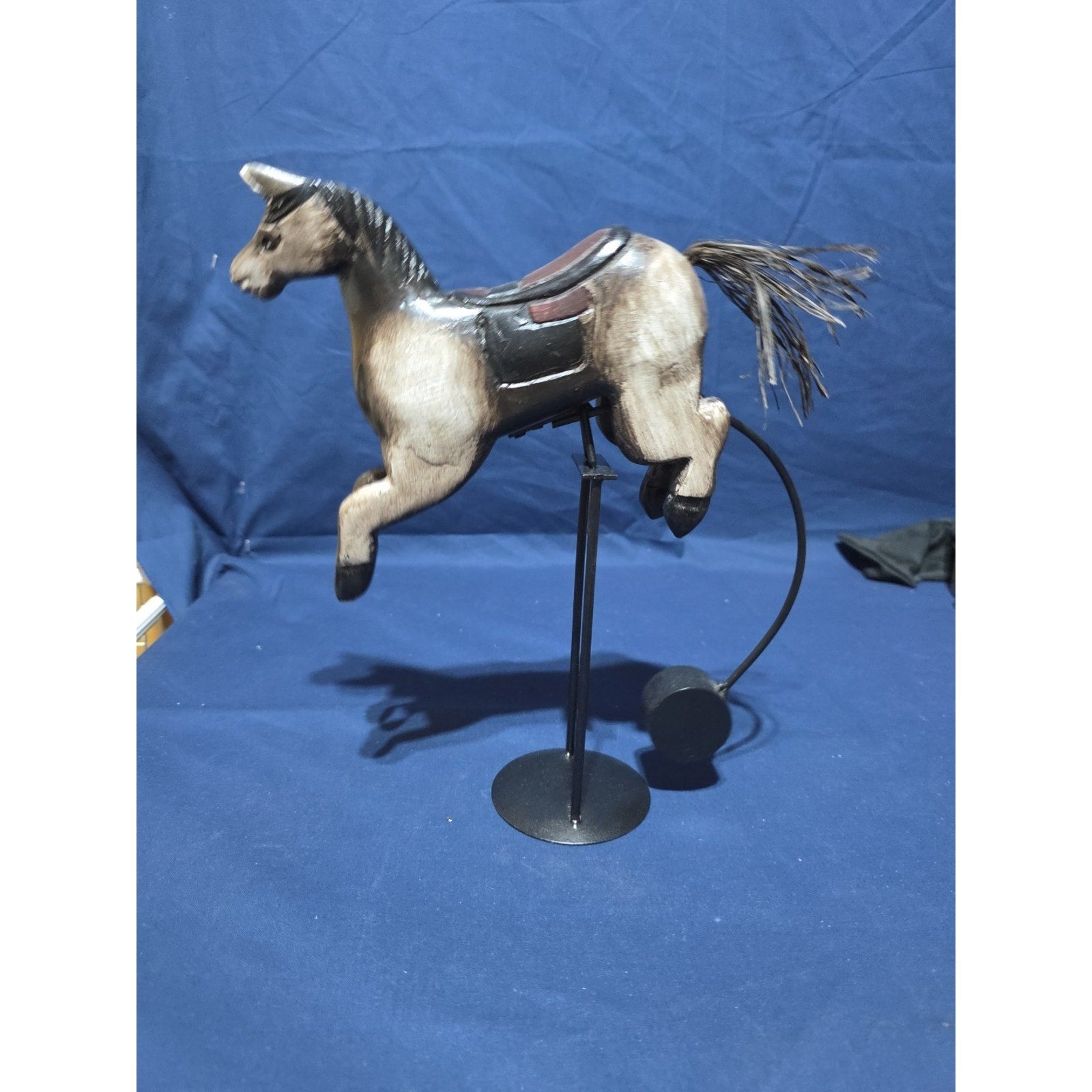 Hand Carved Wood Horse | Perpetual Motion Balancing Display | Vintage 12” High