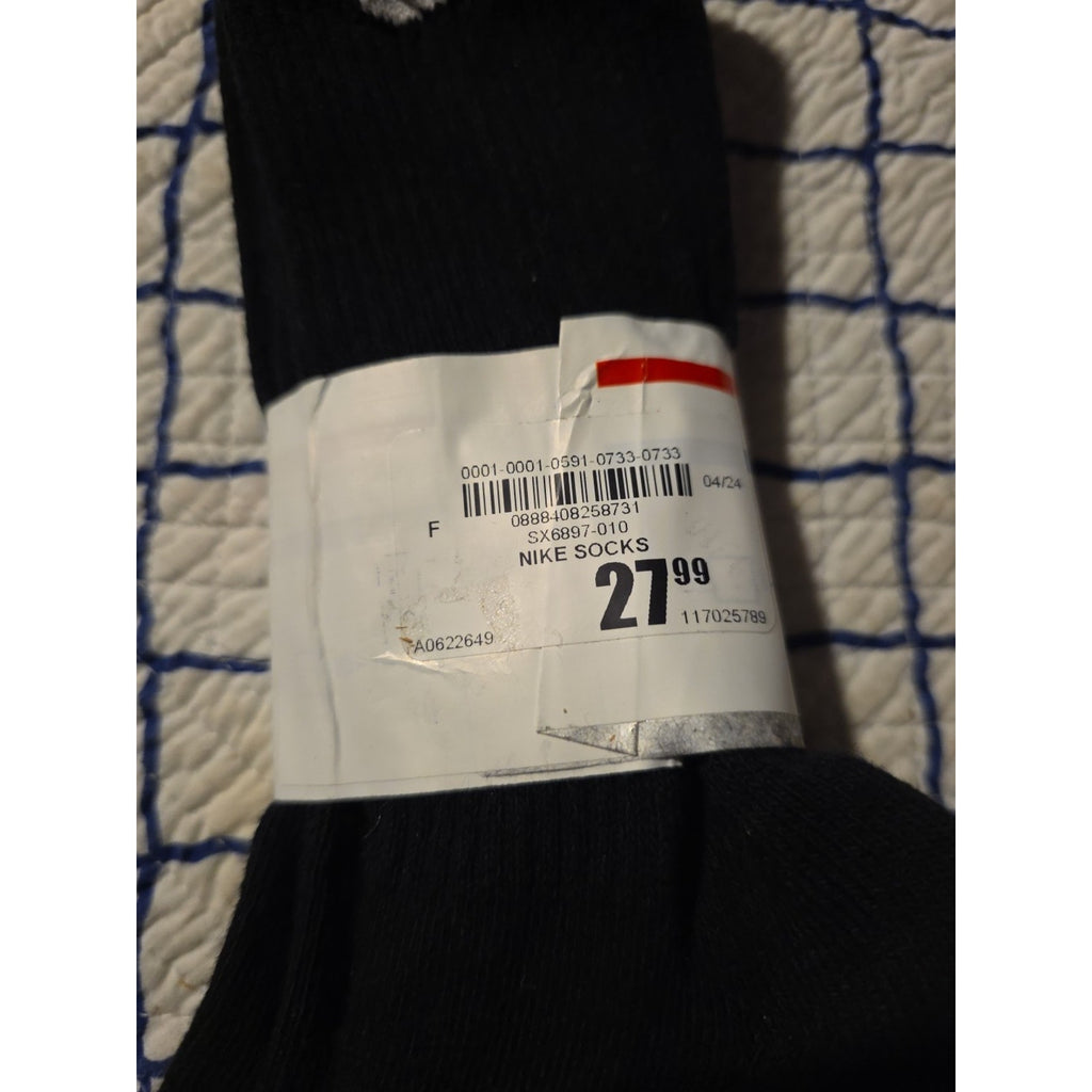 Nike Everyday Plus Cush Socks 2 Pairs Black SX6897-010 Size Medium