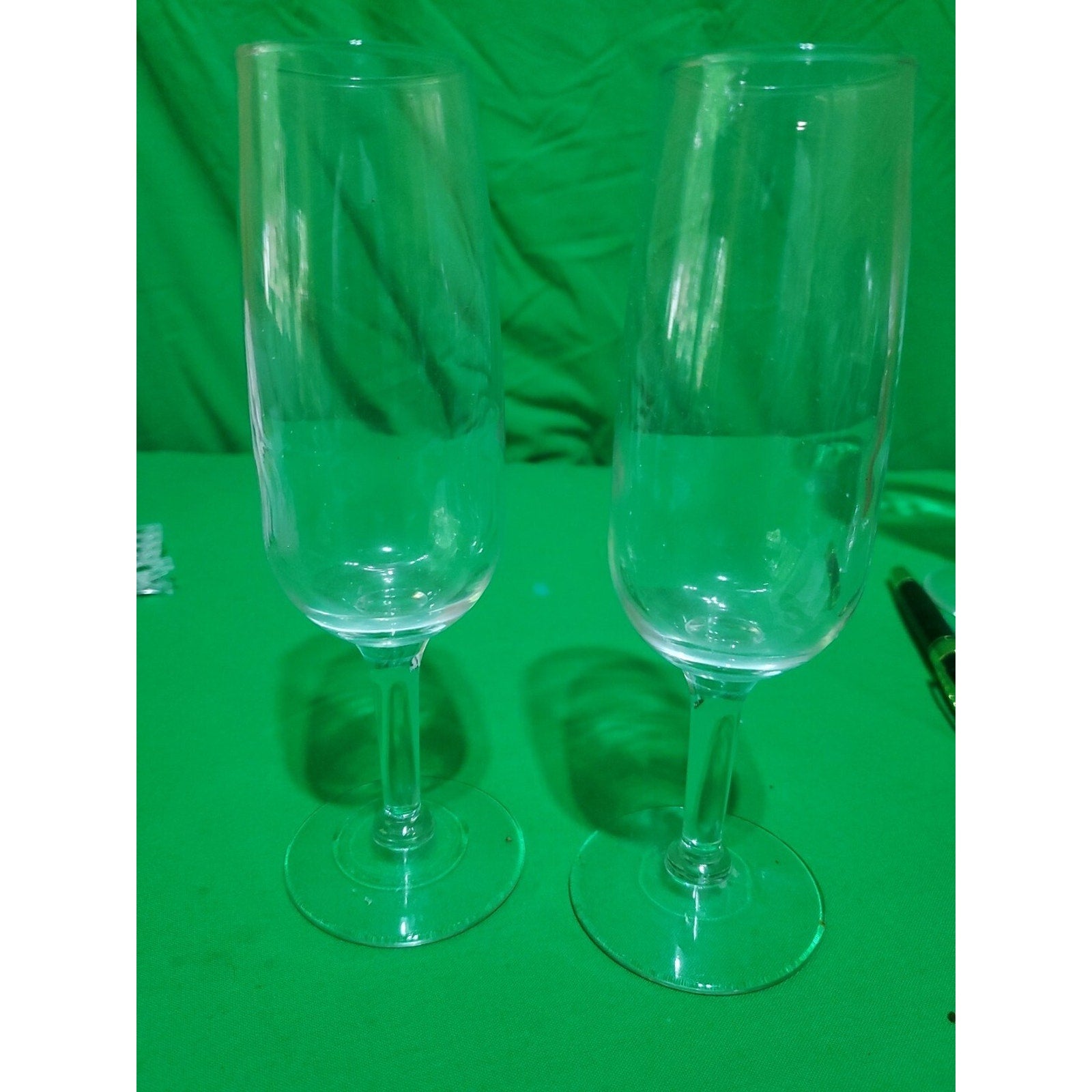 Set of 2 Champagne Glasses 6 oz ~ Wedding Party Sparkling Wine ~ 7.25"tall