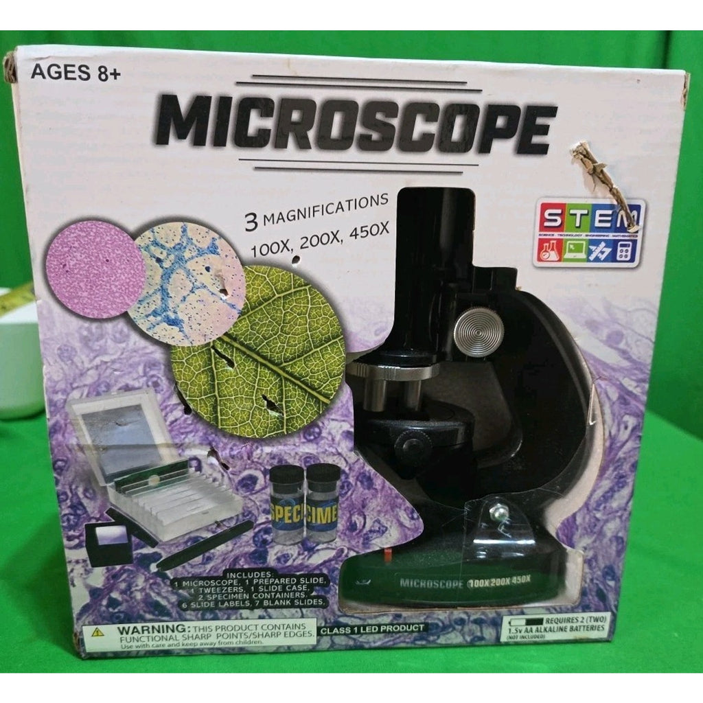 Microscope Science Kit for Kids w/ 100x, 200x, 450x NEW Sealed