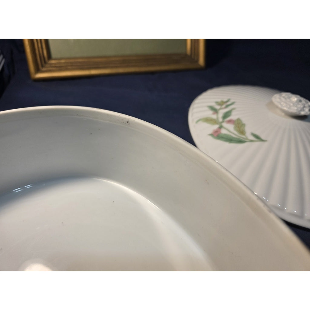 Herbs & Spices by Shafford Large Oval Porcelain Covered Casserole Dish 3 1/4 Qt