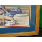 Wood Picture Framed Artwork Baseball Sabrina Grey Print Matted Picture 20X10.5