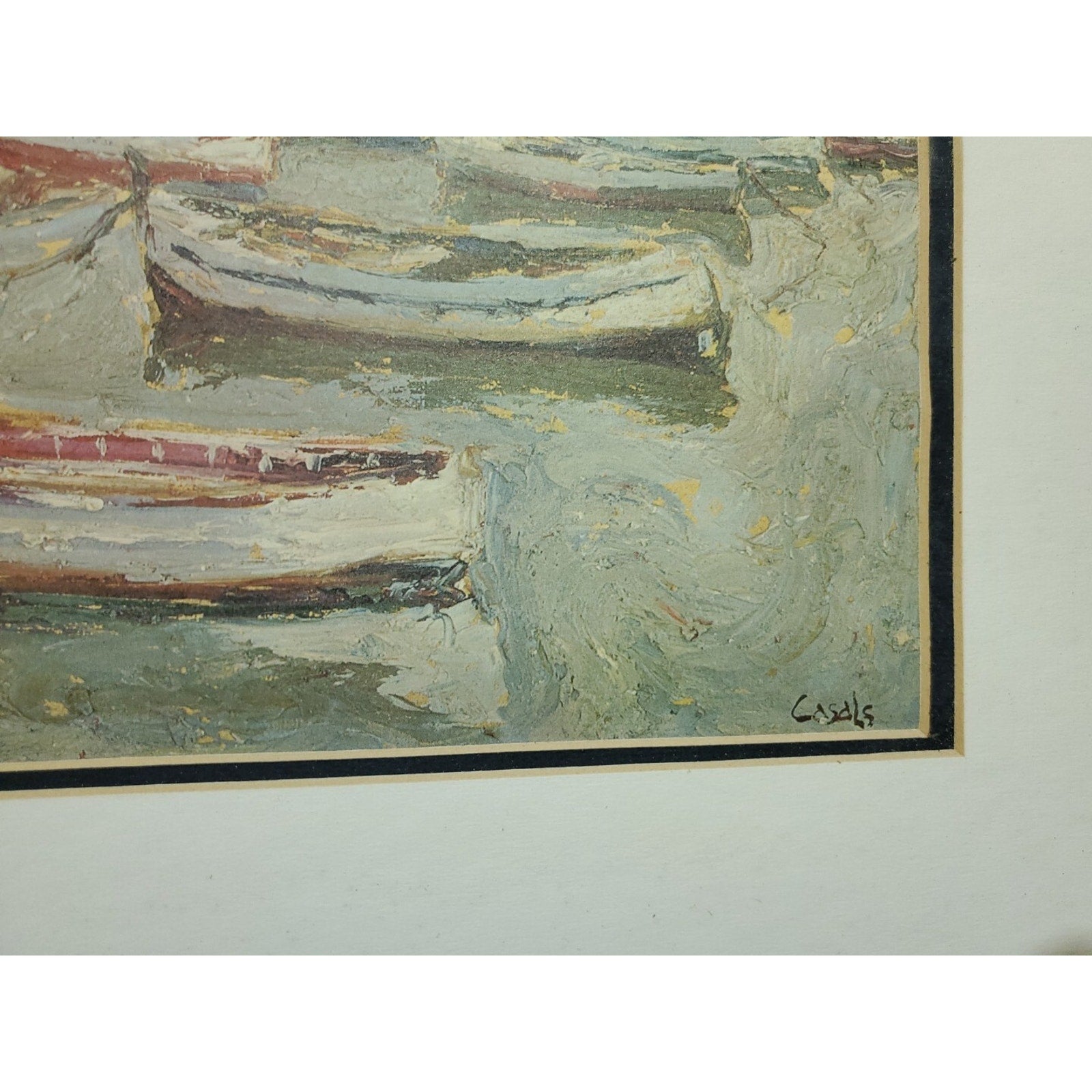 Amadeu Casals 1930"s Painting The Beach Lithoograph Matted