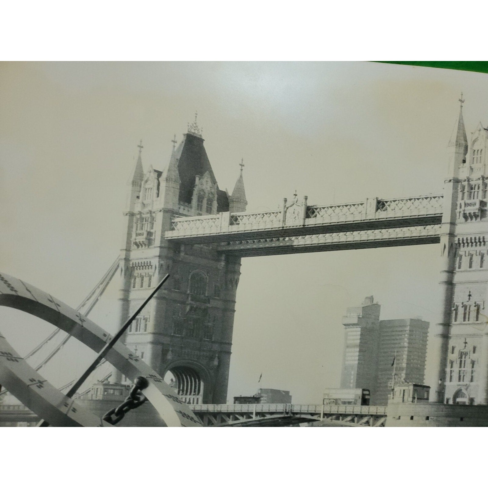 Vintage London Bridge UK Print On Mat Board Collectible 1960s Signed 16X20