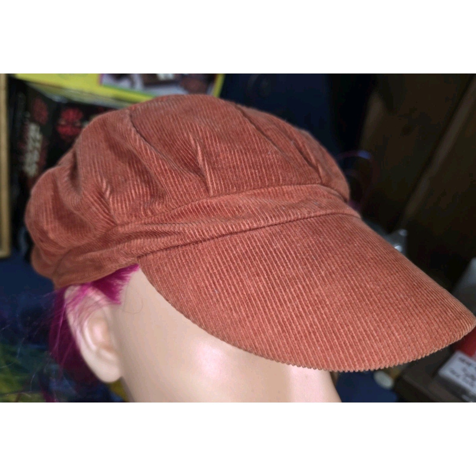 Vintage McKirchy Caps Houston Corduroy Baker Boy Hat Rust Orange Newsboy Cap