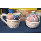 Vtg Spring Easter Sugar & Creamer Set of Two Easter Patade