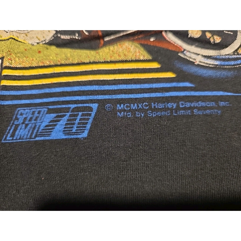 Vintage Harley Davidson Heritage Softail 1991 Graphic Tee HOG Black Size Small
