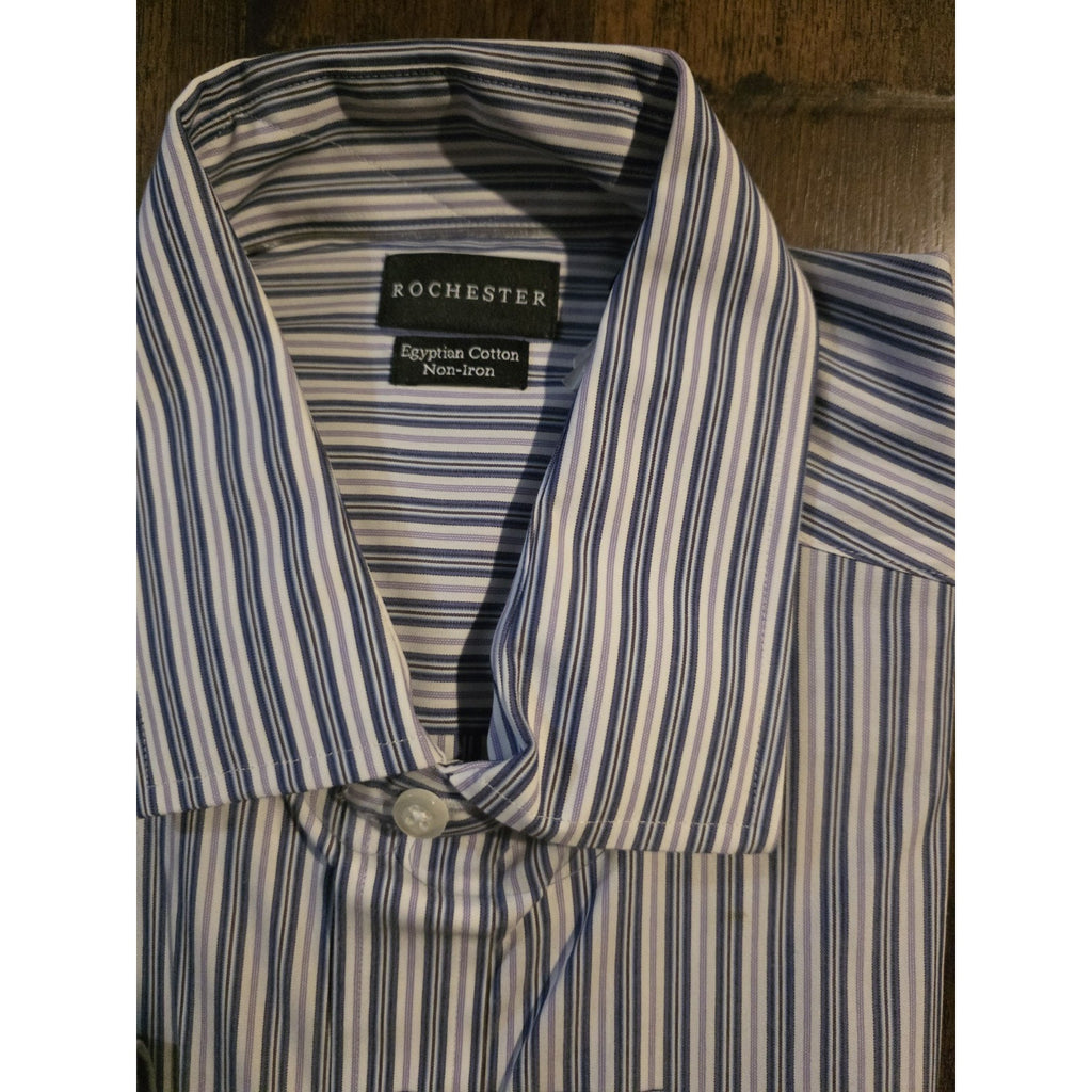 Rochester Men's Striped Long Sleeve Shirt Egyptian Cotton Size 17.5 38/39 New