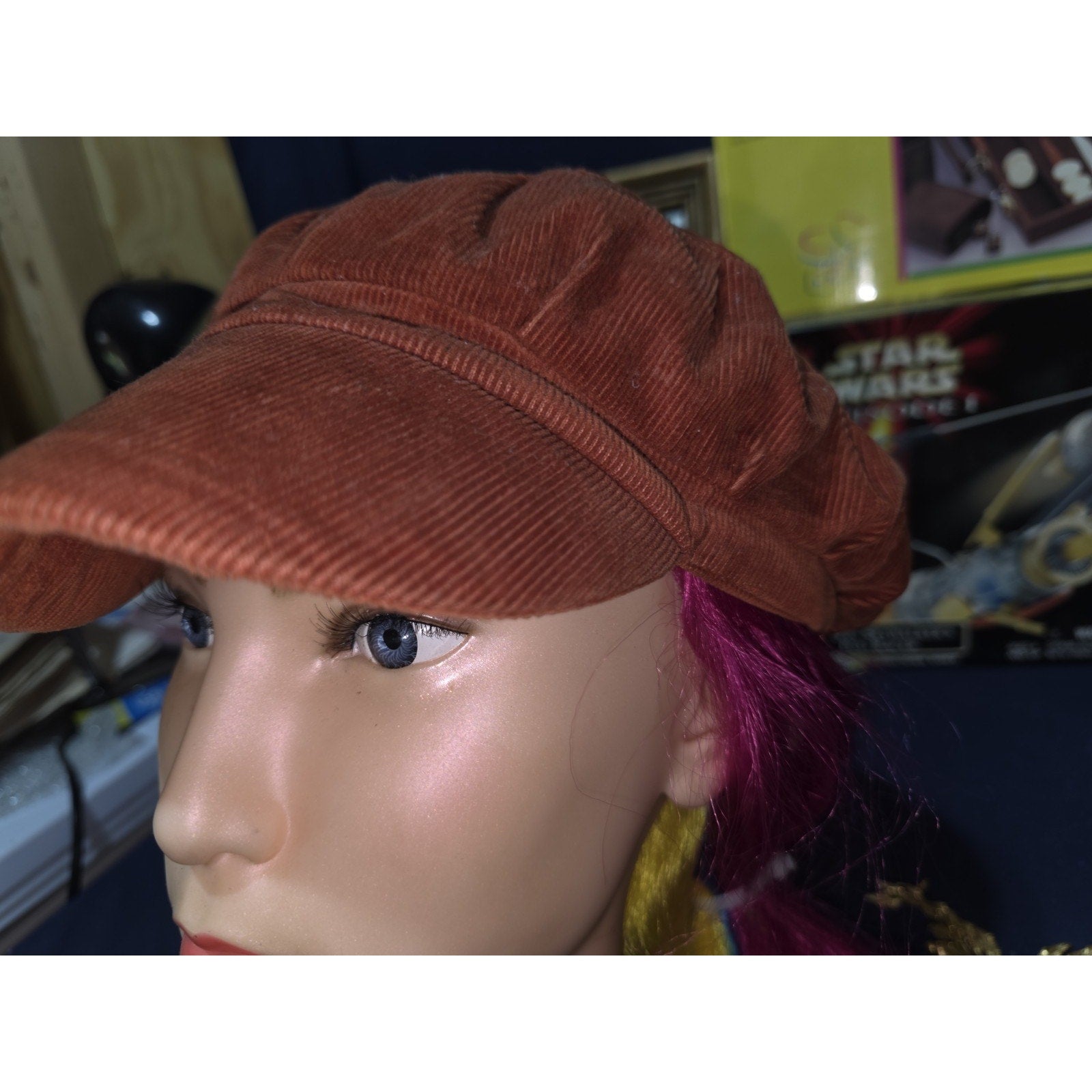Vintage McKirchy Caps Houston Corduroy Baker Boy Hat Rust Orange Newsboy Cap